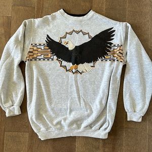 Men’s Vintage 1990s “AU Sportswear” Bald Eagle Crewneck in Light Gray - Size XL